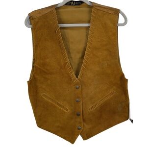 Vintage 80's AJ Tan Brown Western Suede Vest New with Tags Medium